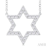 1/4 Ctw Star of David Round Cut Diamond Fashion Pendant With Chain in 14K White Gold